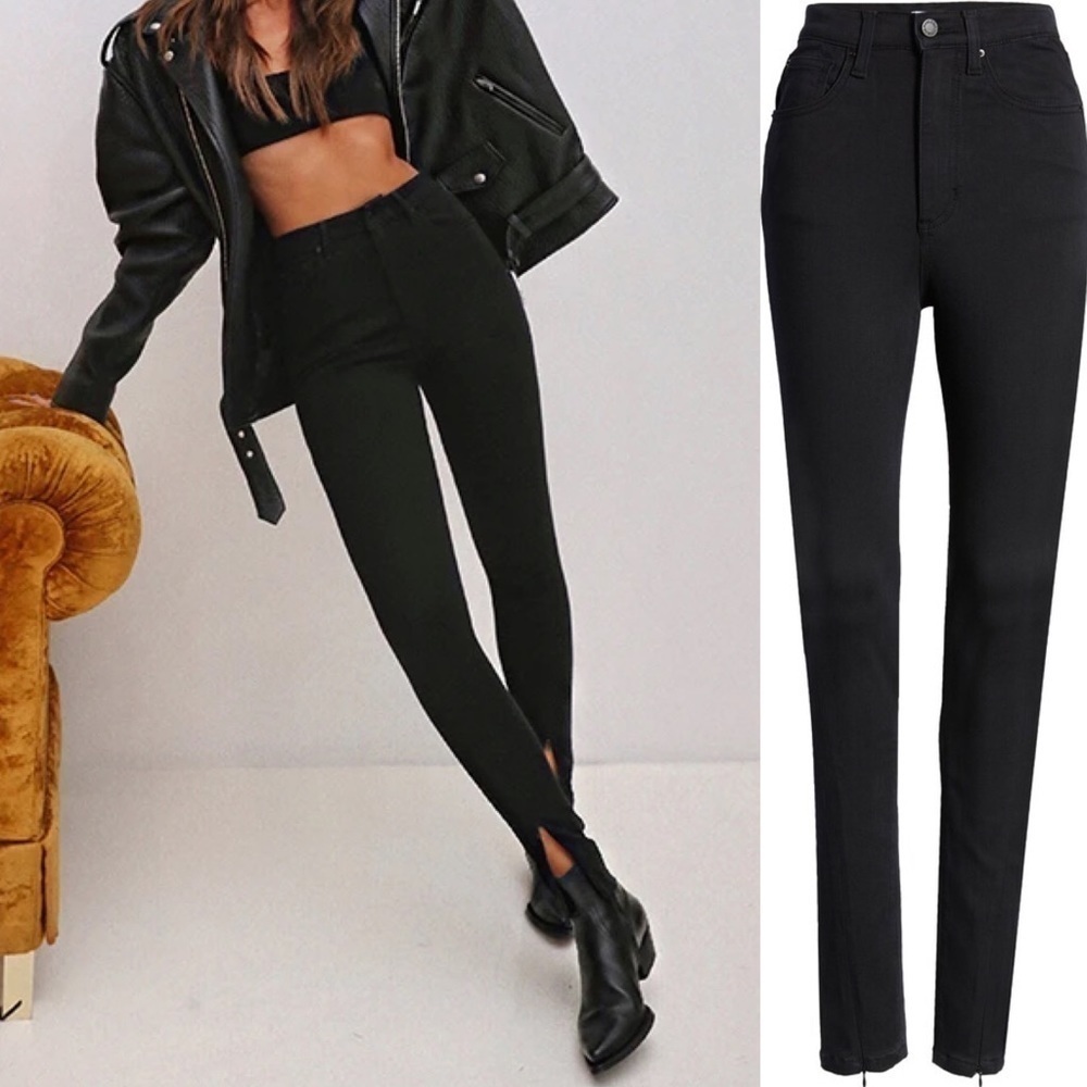 WeWoreWhat High‎ Rise Skinny Zip Jeans Black Size 24 NWT